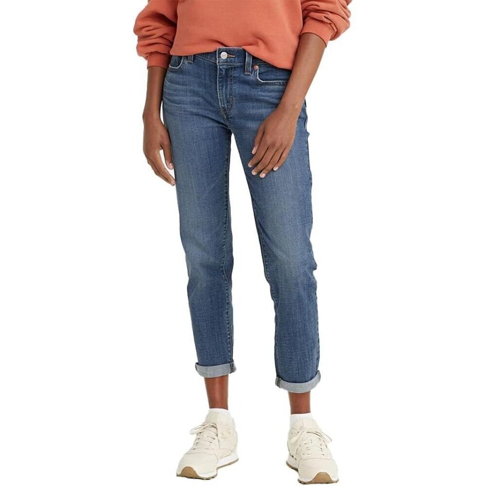 Women's Plus Boyfriend Jeans Cotton Blend Mid Rise Relaxed Fit